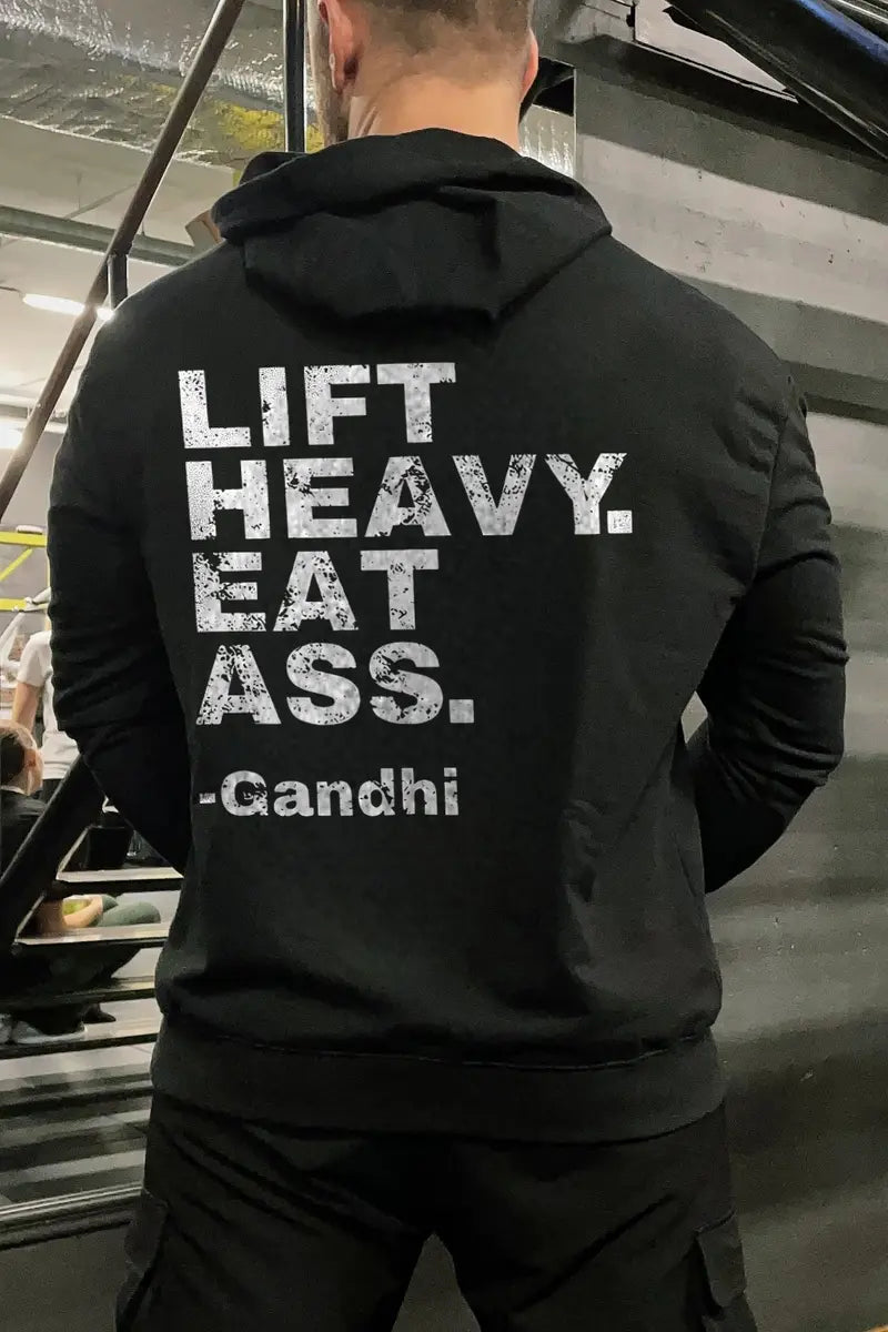 Lift Heavy Eat Ass Printed Fleece-lined Unisex Hoodie