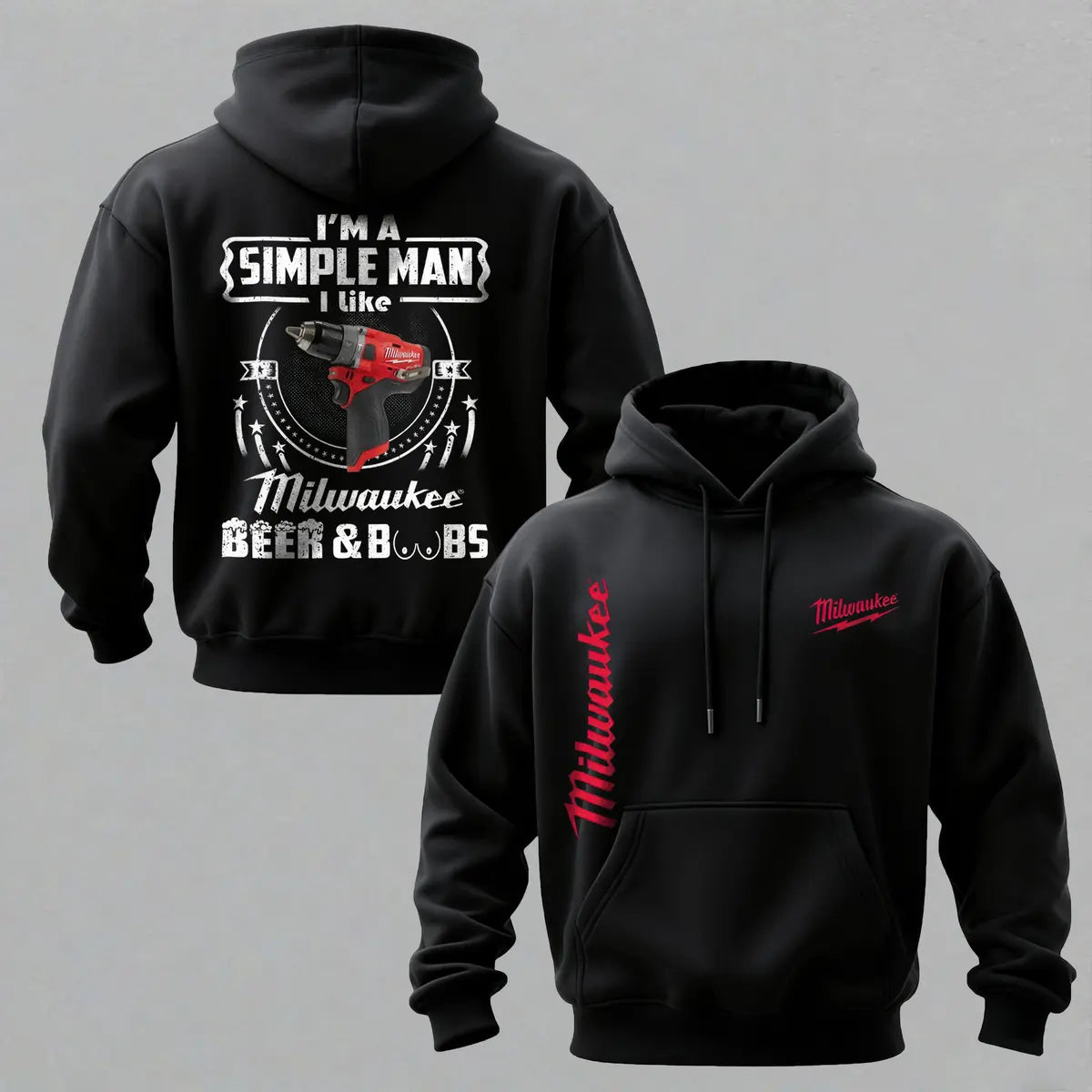 I'm A Simple Man I Like Milwaukee Beer & Boobs Printed Fleece-lined Unisex Hoodie