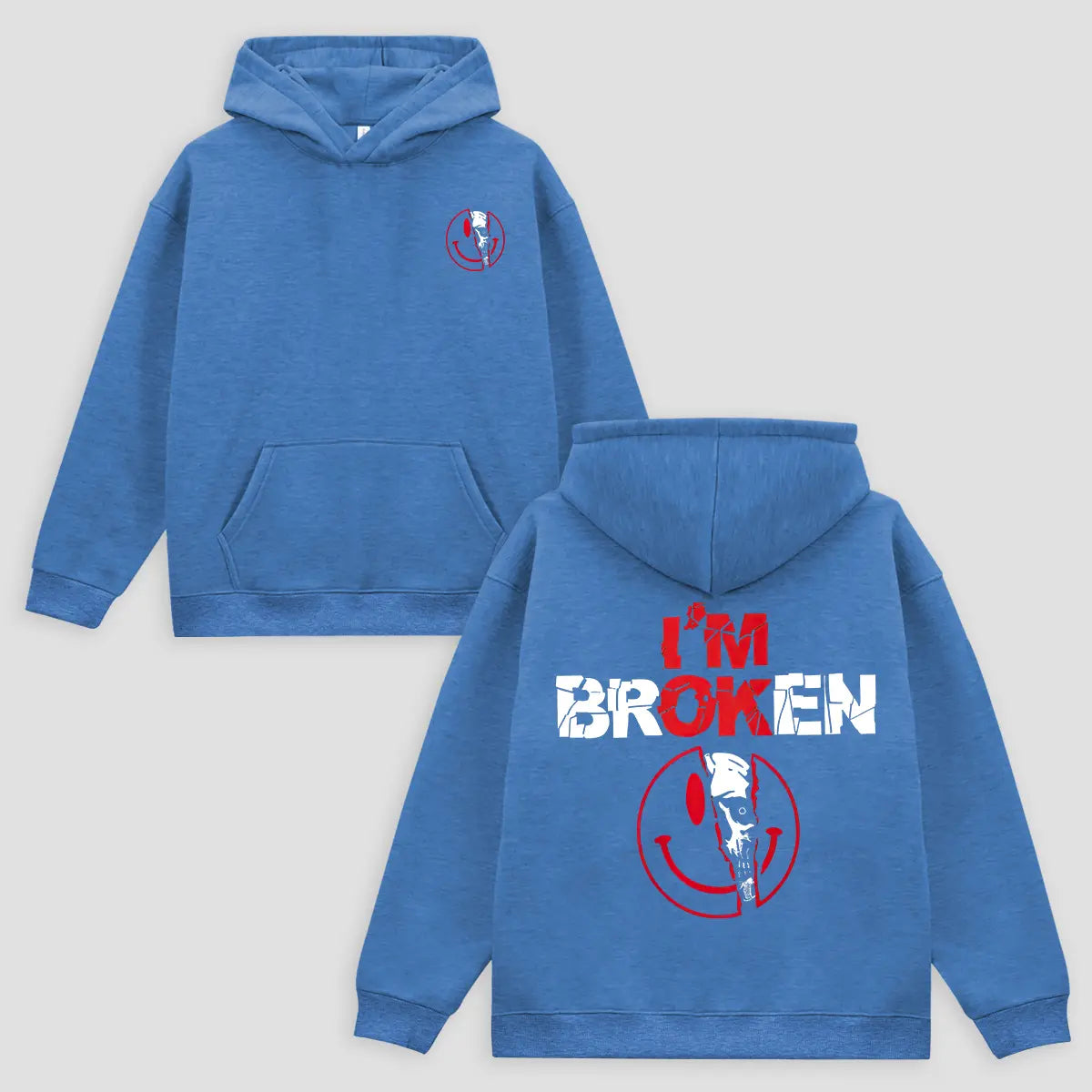 I'm Ok I'm Broken Printed Fleece-lined Unisex Hoodie Image - 7