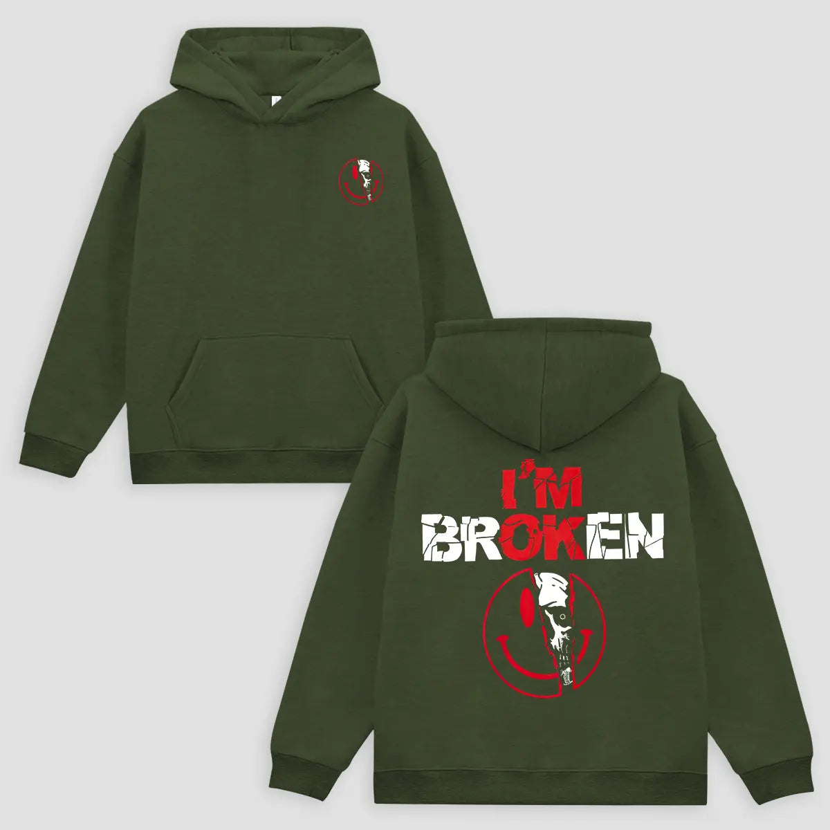 I'm Ok I'm Broken Printed Fleece-lined Unisex Hoodie Image - 9