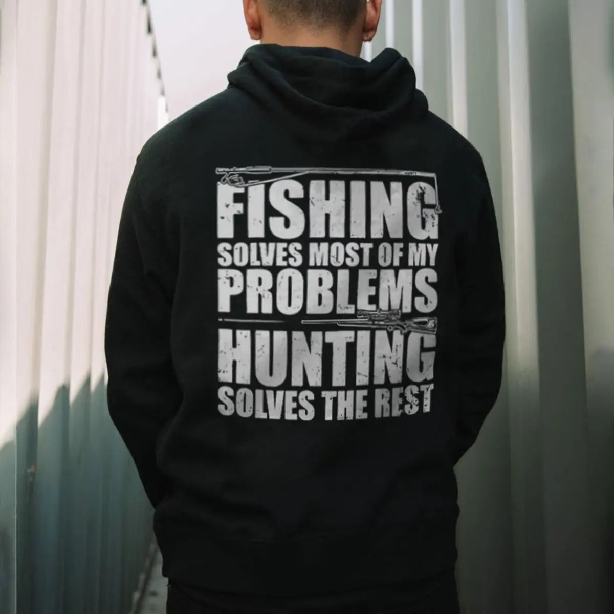 Fishing Solves Most Of My Problems Hunting Solves The Rest Printed Fleece-lined Unisex Hoodie