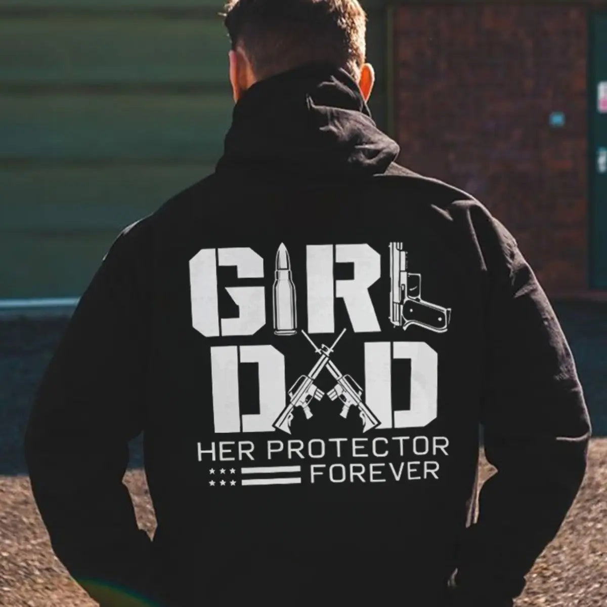 Girl Dad Her Protector Forever Printed Fleece-lined Unisex Hoodie