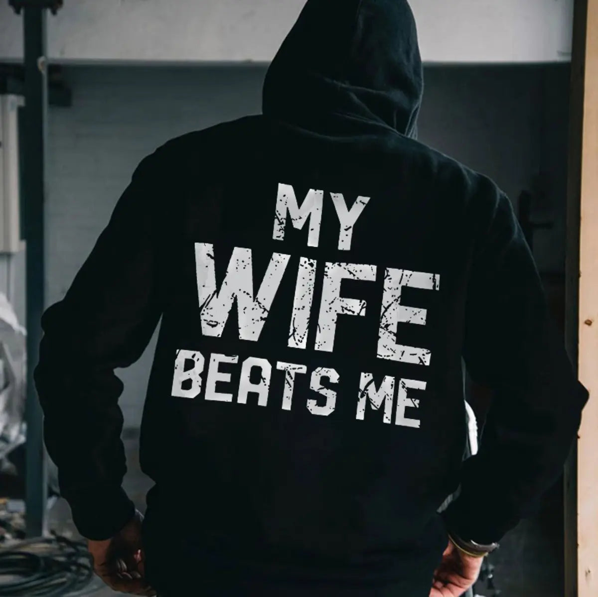 My Wife Beats Me Printed Fleece-lined Unisex Hoodie