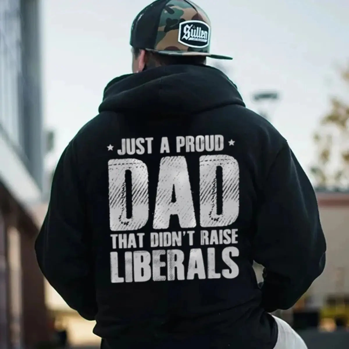 Just A Proud Dad That Didn't Raise Liberals Printed Fleece-lined Unisex Hoodie