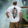 CAT Skull Printed Men's Short-Sleeve Henley T-Shirt
