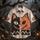Split-Face Vintage Halloween Cat Print Short Sleeve Button-Up Men's Shirt
