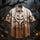 Gnarled Tree Jack-o'-Lantern Print Short Sleeve Button-Up Men's Shirt