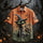 Halloween Spooky Black Cat Print Short Sleeve Button-Up Men's Shirt