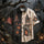 Halloween Haunted House Print Short Sleeve Button-Up Men's Shirt