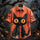 Halloween Black Cat Print Short Sleeve Button-Up Men's Shirt