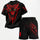 Flaming Motorcycle Skull Born to Ride slogan Men's T-Shirt & Shorts Set
