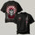 Red Rising Sun & Silver Oni Mask Printed Oversized Unisex T-shirt
