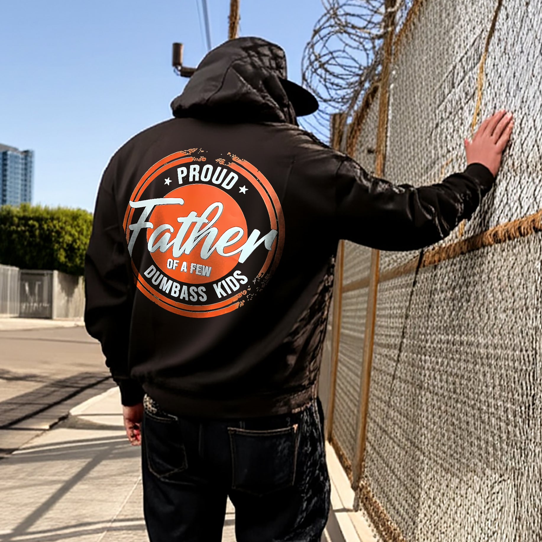 Proud Father Of A Few Dumbass Kids Printed Fleece-lined Unisex Hoodie
