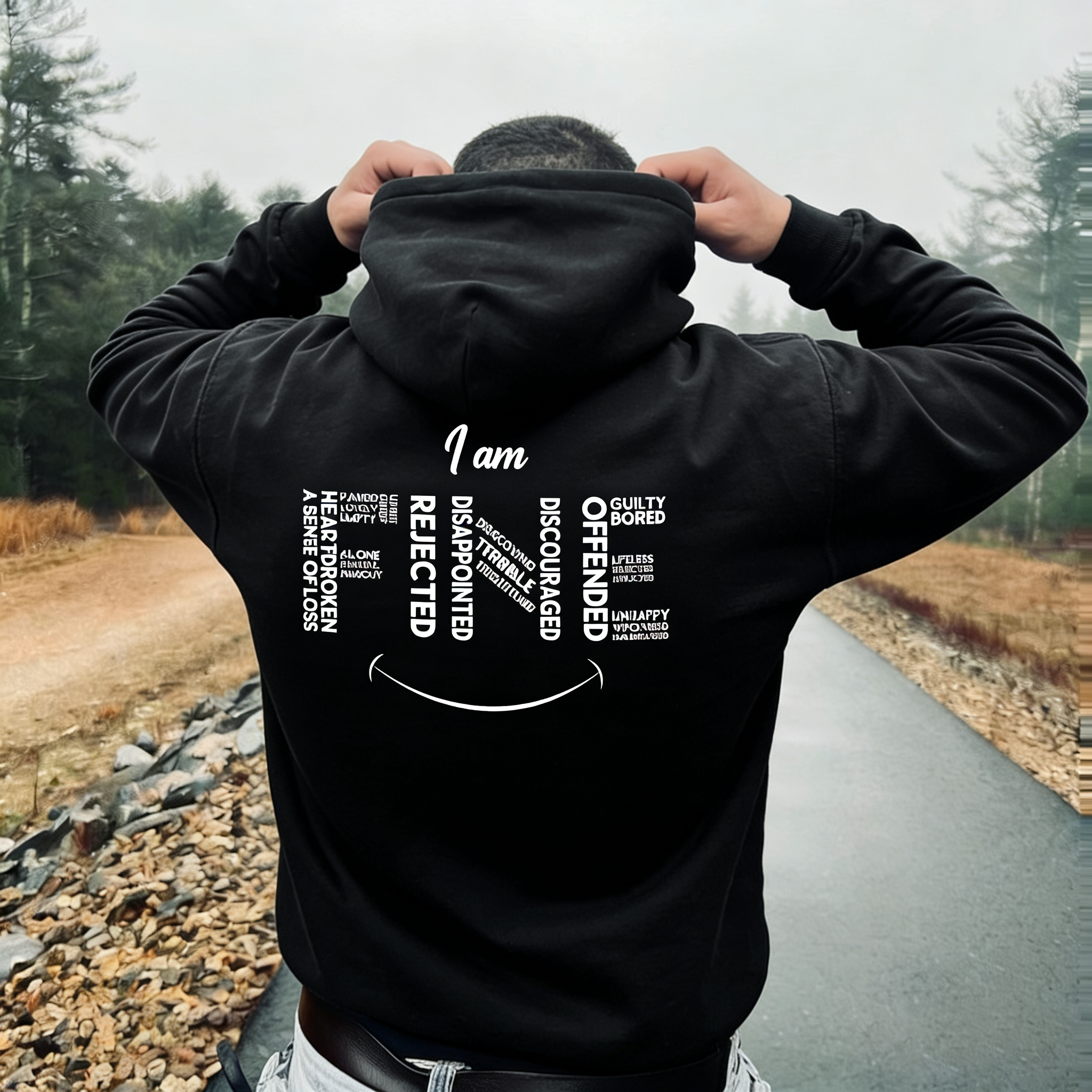I Am Fine Printed Fleece-lined Unisex Hoodie