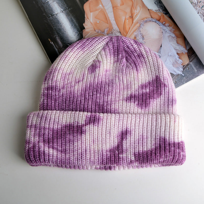 Tie Dye Cozy Cotton Knitted Hat - chicyea