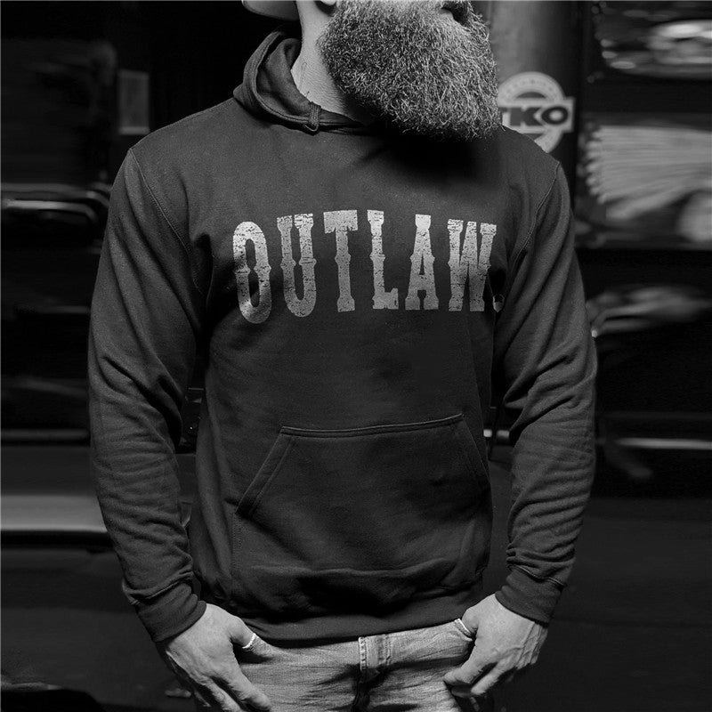 Livereid Outlaw Print Men Long-Sleeved Designerloose Hoodie - chicyea