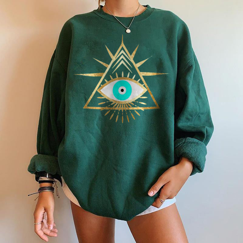 Neojana Retro Creative Eye Print Designer Sweatshirt - chicyea
