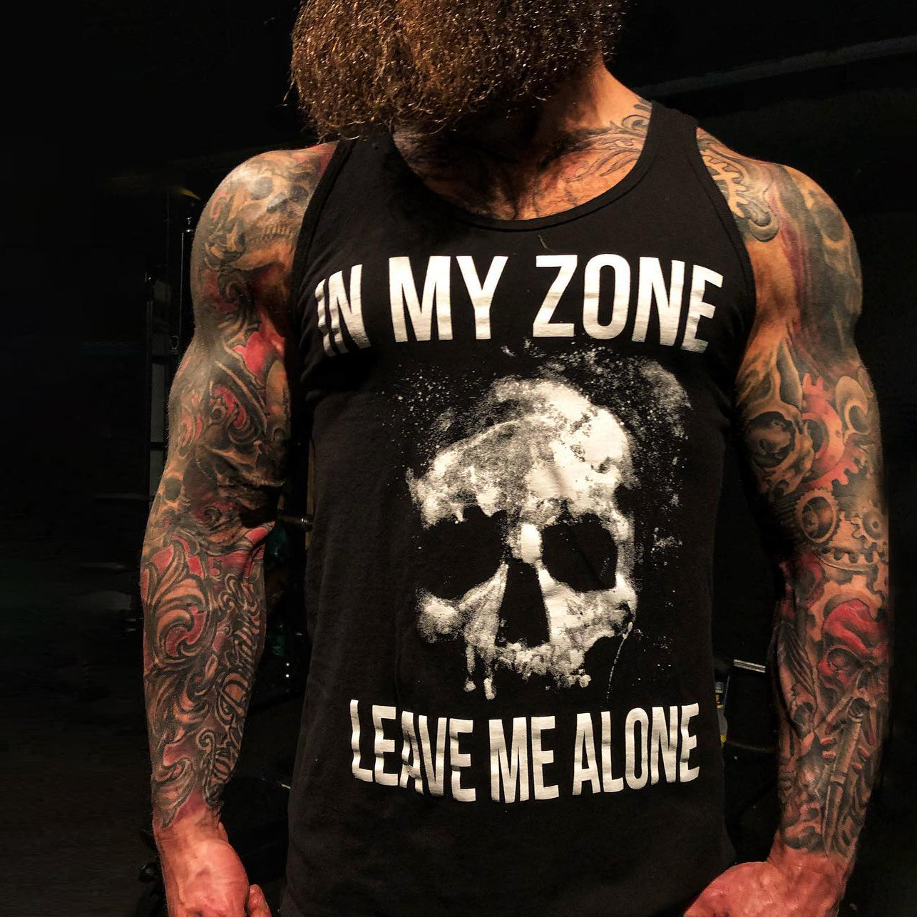 Livereid In My Zone Leave Me Alone Skull Printed Vest - chicyea