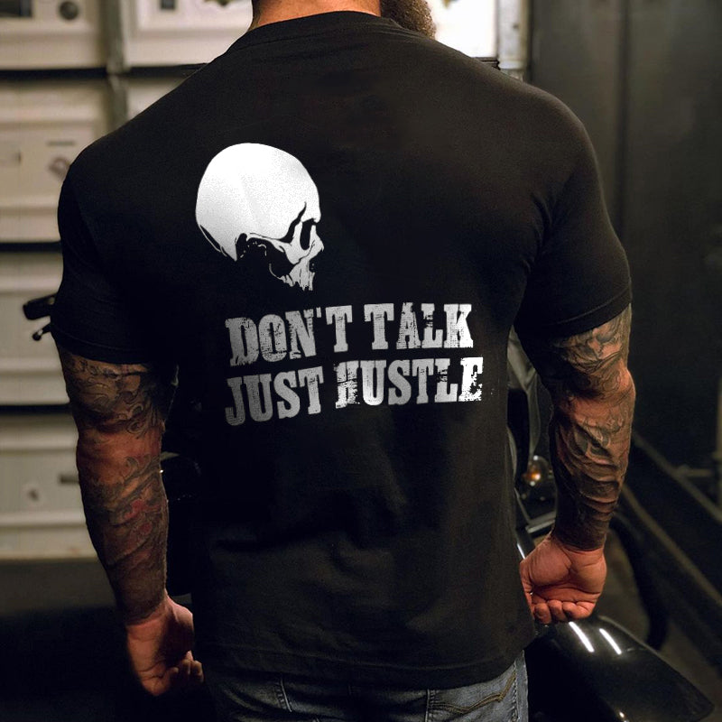 Livereid Black Slim Men Don'T Talk Skull Printed Designer T-Shirt - chicyea
