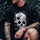 Uprandy Designer Skull With Horns Printed Black T-Shirt - chicyea