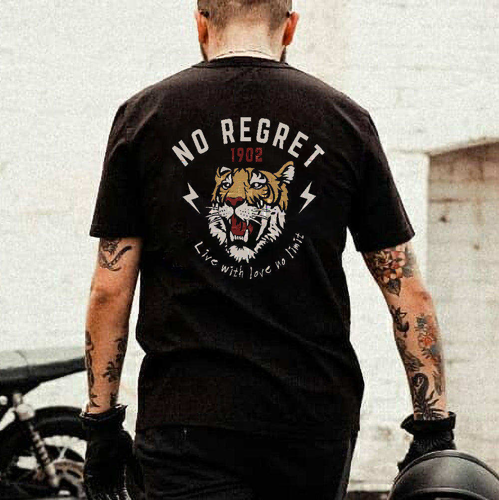Uprandy Black Tiger Printing Design T-Shirt - chicyea