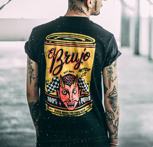 Uprandy Men El Brujo Print Casual T-Shirt - chicyea