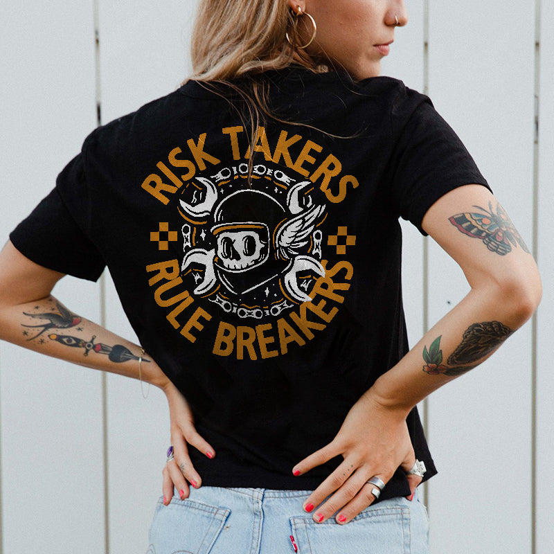 Minnieskull Risk Takers Rule Breakers Skull T-Shirt - chicyea