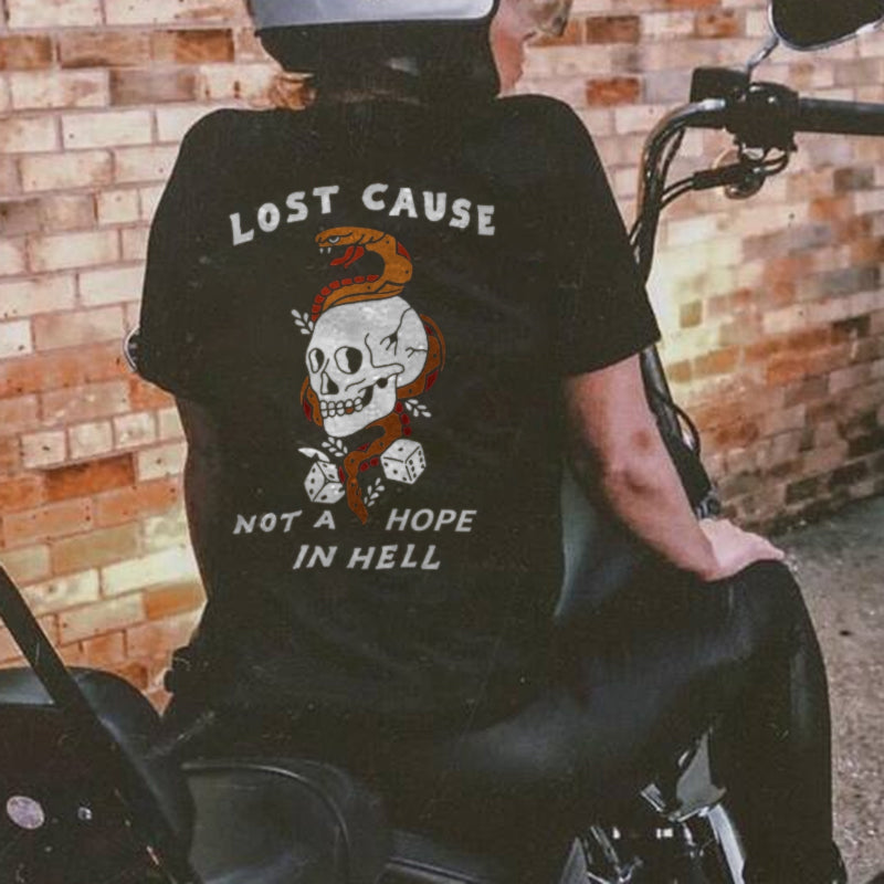 Not A Hope In Hell Skull Print T-Shirt - chicyea