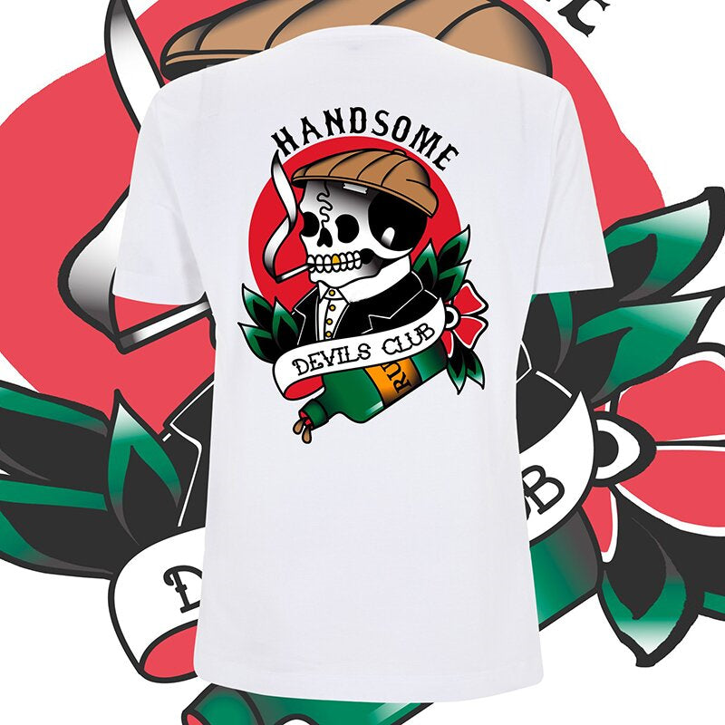 Uprandy Cool Devil Club Skull Print T-Shirt - chicyea