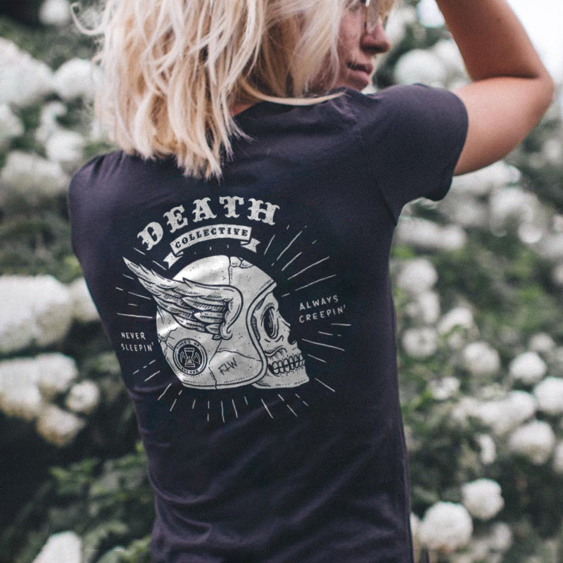 Minnieskull Skull Death Never Sleepin Printed Designer T-Shirt - chicyea