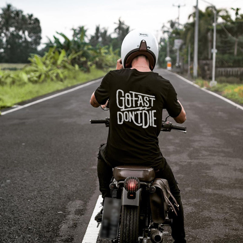 Uprandy Go Fast Don'T Die Print Men Slim T-Shirt - chicyea