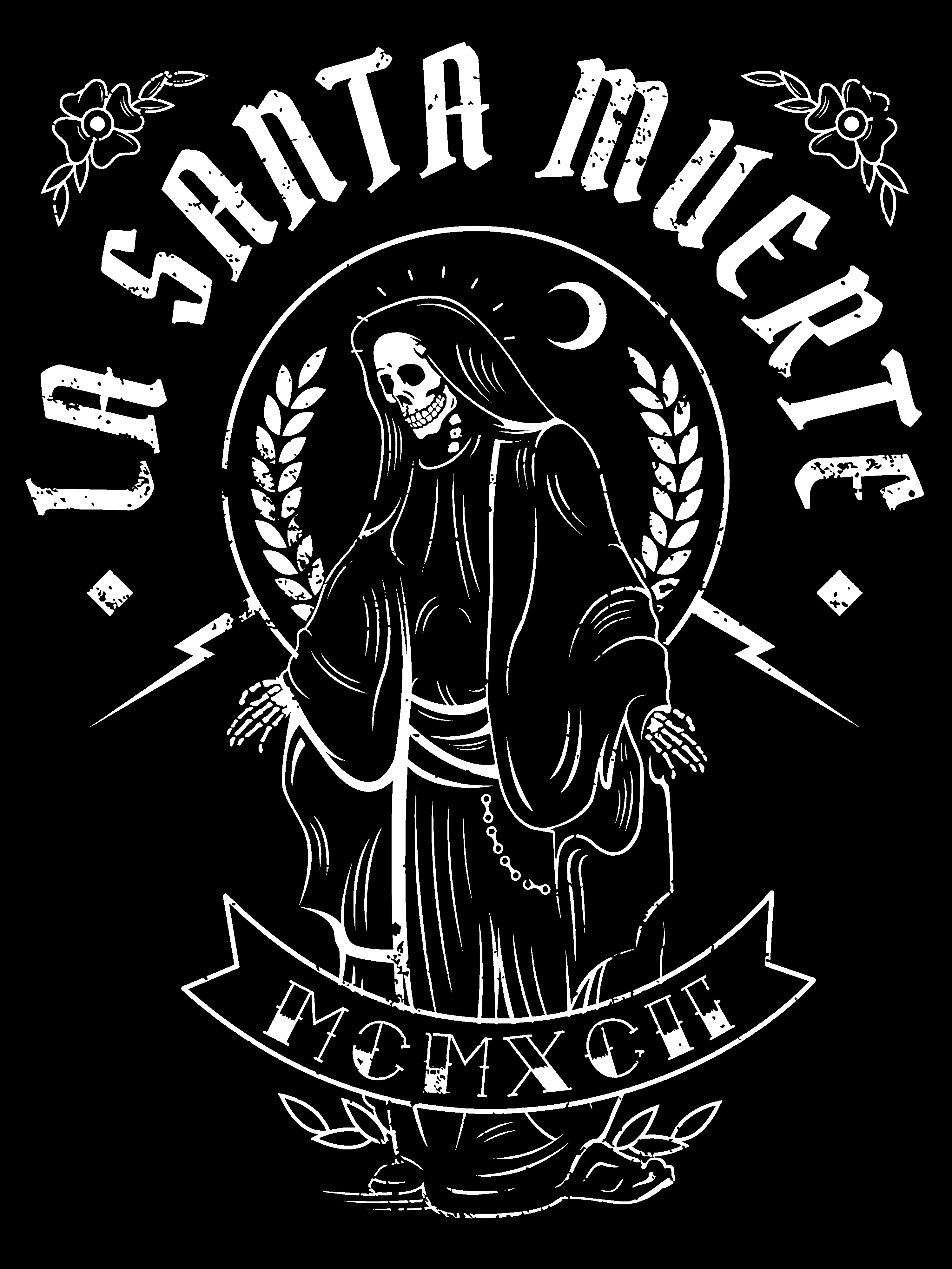 Minnieskull La Santa Muerte Skull Printed Oversized Design T-Shirt - chicyea