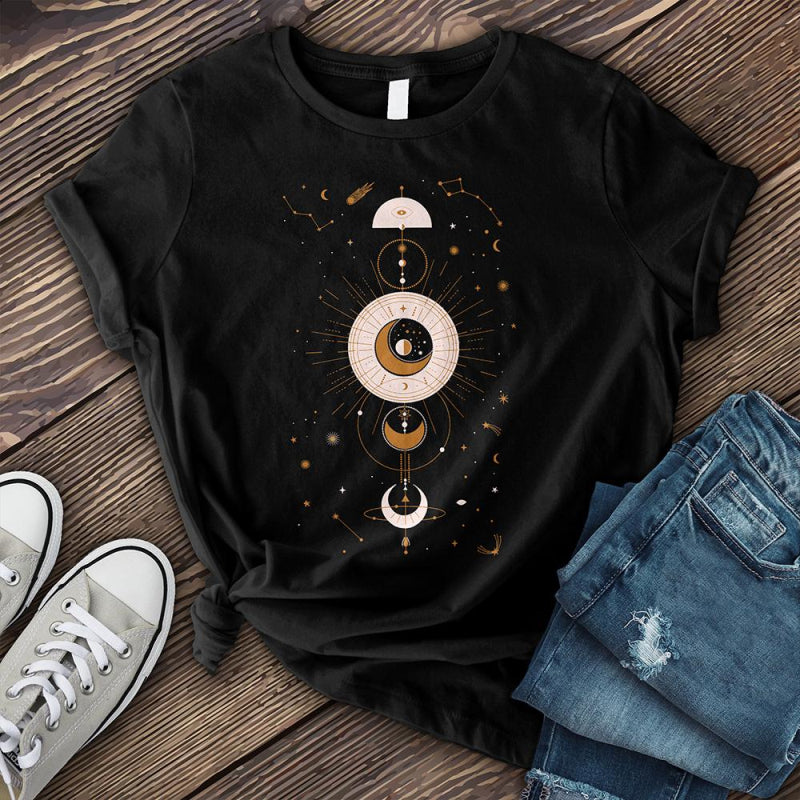 Neojana Abstract Moon Sun Printed Short Sleeve Tees - chicyea