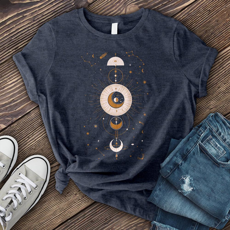 Neojana Abstract Moon Sun Printed Short Sleeve Tees - chicyea