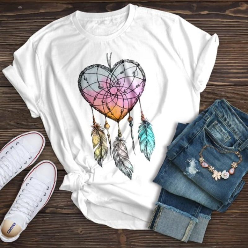 Neojana Dreamcatcher Featured Art Heart T Shirts - chicyea