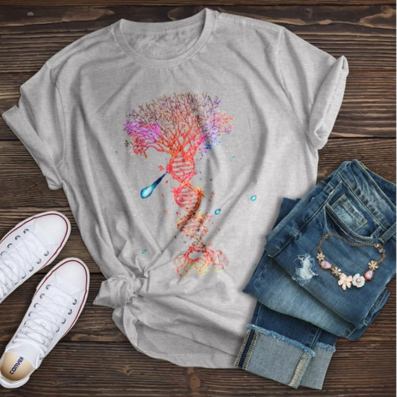 Neojana Colorful Tree Printed Tshirts - chicyea