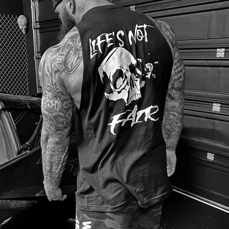 Livereid Black Life Not Fair Skull Vest - chicyea
