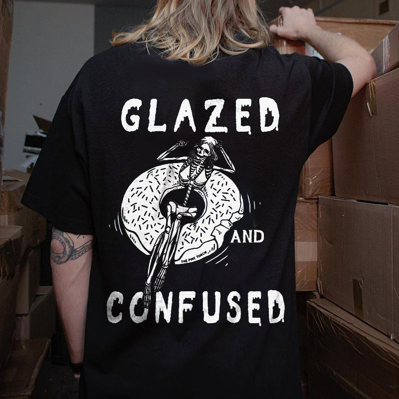 Minnieskull Glazed And Confused Printed Black T-Shirt - chicyea