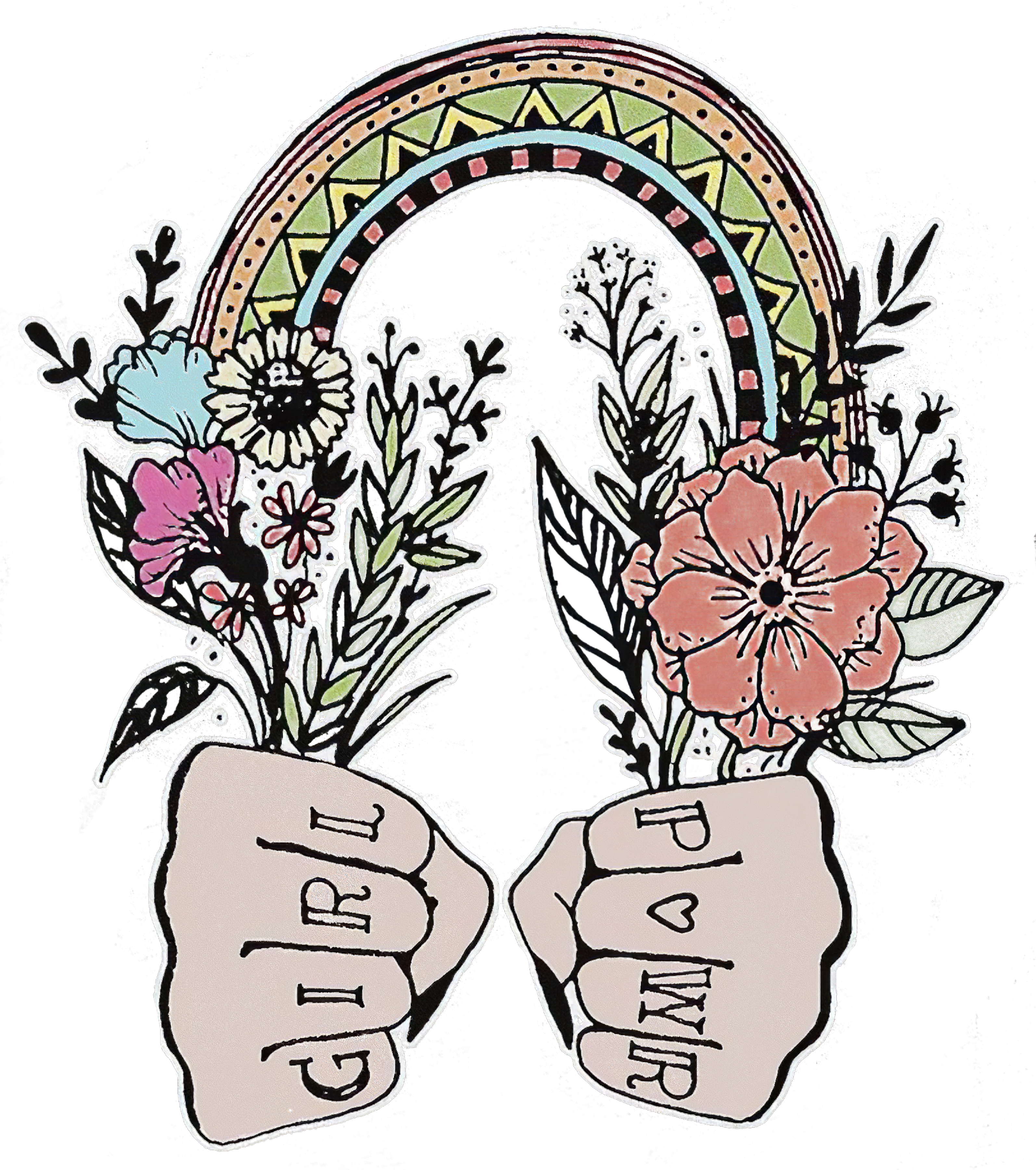Minnieskull Flower Rainbow Graphic T-Shirt