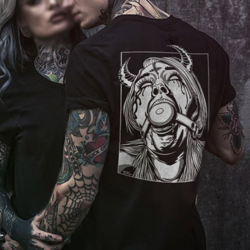 Cloeinc Demon Printing Casual Men T-Shirt - chicyea