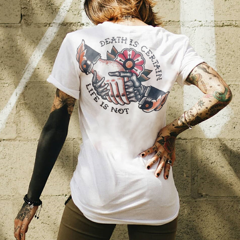 Minnieskull Life Is Not Printed Women T-Shirt - chicyea