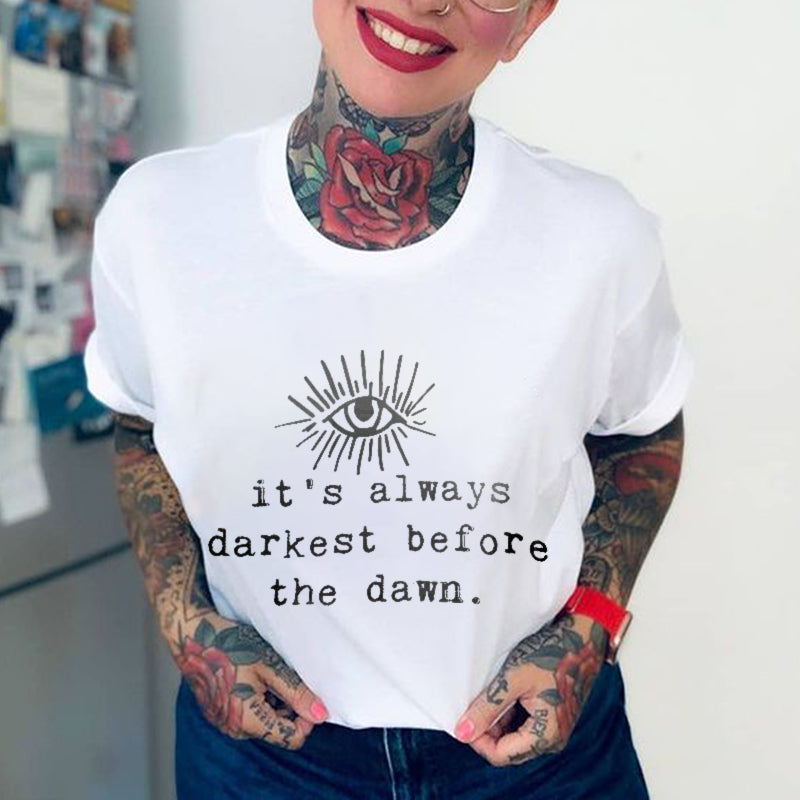 Minnieskull Evil Eyes Graphic Printing Women T-Shirt - chicyea