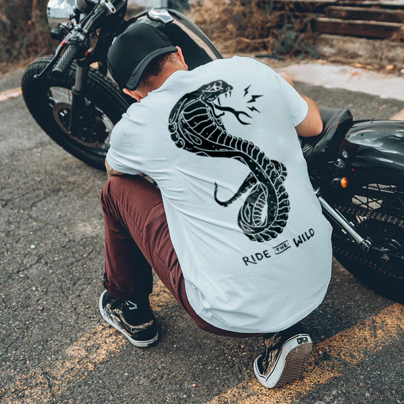 Uprandy Ride The Wild Cobra Printed Mens T-Shirt - chicyea