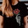 Minnieskull Rose Skull Printed Black T-Shirt - chicyea