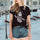 Minnieskull Skeleton Hand Heart Printed Women T-Shirt - chicyea