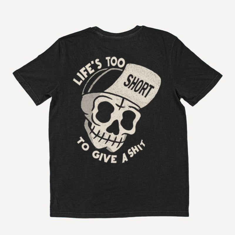 Uprandy Life Too Short To Give A Shit Skull Printed Men T-Shirt - chicyea