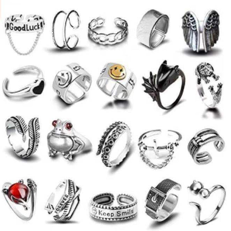 Minnieskull Punk Snake Animal Skull Open Ring Set - chicyea