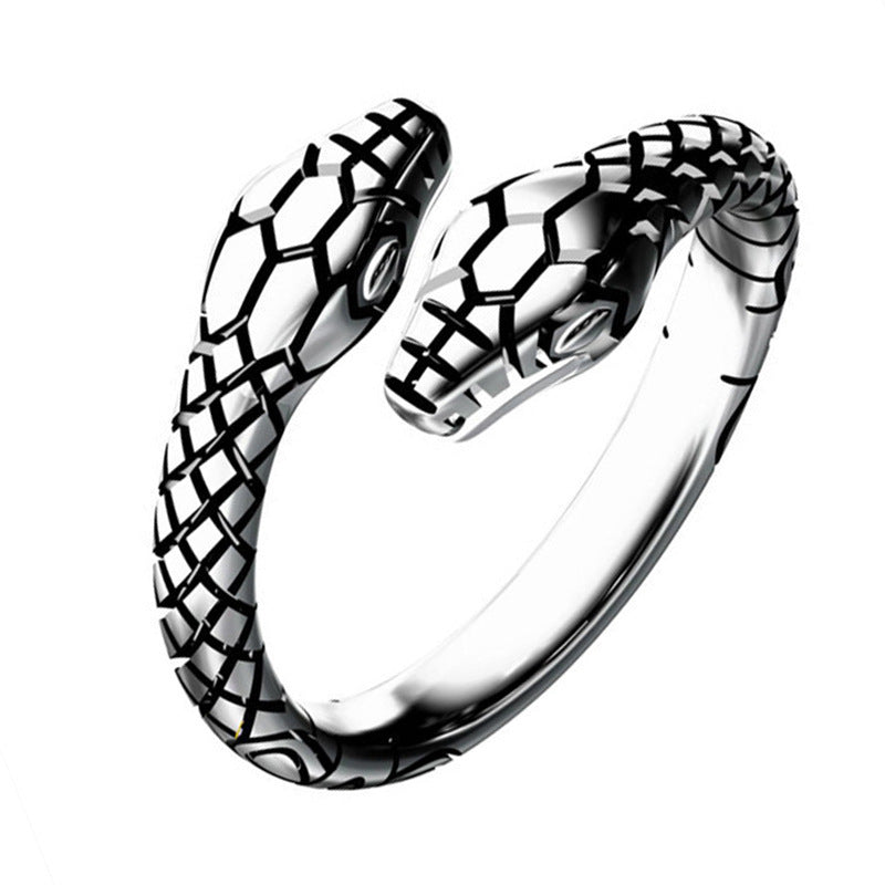 Minnieskull Vintage Cool Double Headed Snake Ring - chicyea