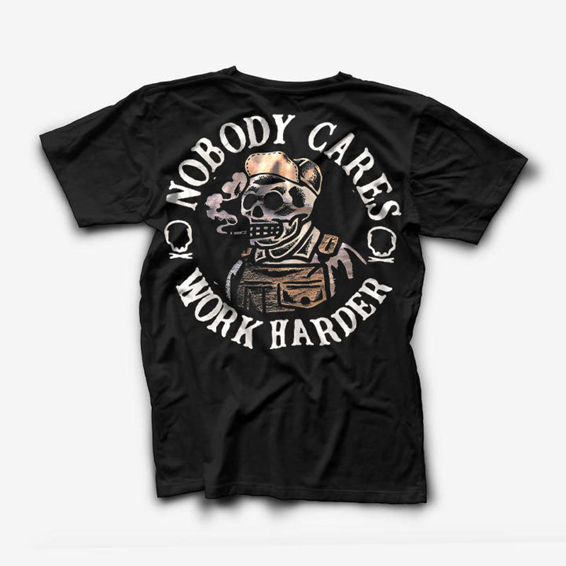 Uprandy Nobody Cares Work Harder Skull Printed Men T-Shirt - chicyea