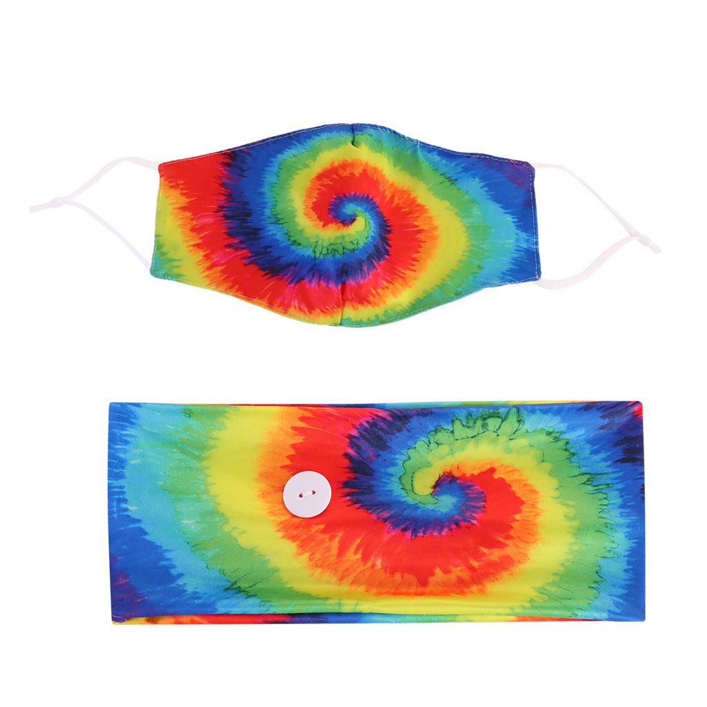 Fashion Colorful Tie Dye Elastic Headband & Face Mask - chicyea